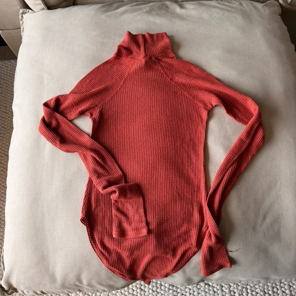 Free People Rust Ribbed Bodysuit - Picture 2 of 3